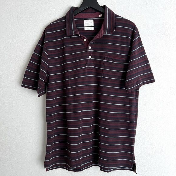 Billy Reid Men’s Striped Polo Shirt Size XXL Maroon - Picture 1 of 5